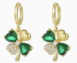 Gold and Diamond Shamrock Earrings